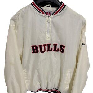 VTG Reebok Chicago Bulls 1/4 Zip Pullover Jacket Windbreaker Warmup SZ Large